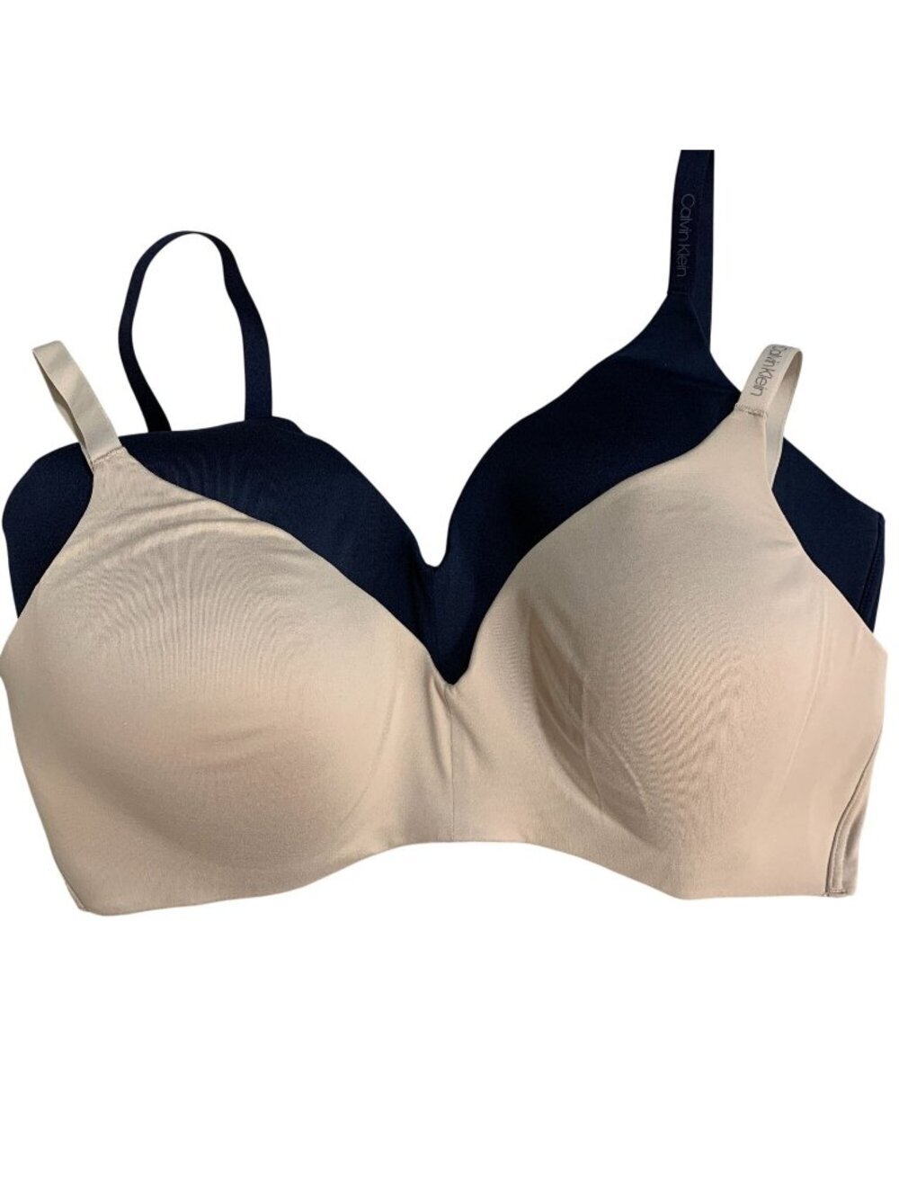 NWT Calvin Klein Women's XL Blue & Tan Lightly Lined Wireless Bra 2 Pack